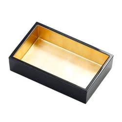 Caspari Lacquer Guest Towel Napkin Holder in Black & Gold, 1 Each