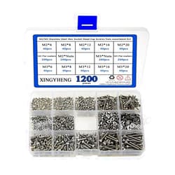 XINGYHENG 1200Pcs 304 Stainless Steel M2/M3 Stainless Steel Hex Socket Head Cap Screws Nuts Assortment Kit with Box