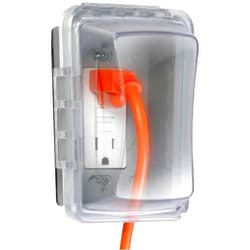 TayMac MM510C Single-Gang Horizontal/Vertical Weatherproof Receptacle Cover, 3.75 Inches Deep, Clear
