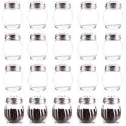 Nicunom 20 Pack 6 Oz Spices Shaker with Perforated Stainless Steel Lid, Swirl Glass Parmesan Cheese Shaker with Slotted Caps, Salt and Pepper Shakers Set, Seasonings Spice Retro Style Dispensers