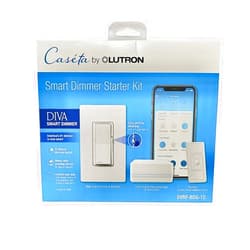 Lutron Diva Smart Dimmer Switch Starter Kit for Caséta Smart Lighting, with Smart Hub, Pico Remote, No Neutral Wire Required, DVRF-BDG-1D, White