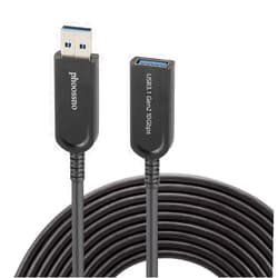 phoossno USB 3.1 Extension Cable Active Optical USB 10Gbps 50ft 15m Compatible with Microsoft Azure Logitech Camera Xbox Printer Touch Screen Kinect Keyboard Mouse Intel RealSense