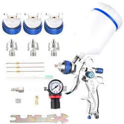 ENDOZER Professional HVLP Spray Gun Set Gravity Feed Air Spray Gun with 1.3, 1.5, 1.8mm Nozzles 20oz 600cc with Gauge for Auto Paint, Primer, Clear/Top Coat & Touch-Up (Not Suitable for Latex Paint)