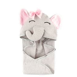 Hudson Baby Unisex Baby Animal Face Hooded Towel, Pretty Elephant 1-Pack, One Size