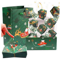 ABTOLS Christmas Surprise Box Explosion for Money, Exploding Gift Box Money Box Surprise Christmas Prank Box DIY Folding Green Bouncing Red Envelope Gift Box for Xmas New Year Birthday Party