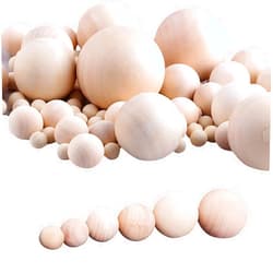 AUXBC 120 PCS Wooden Balls, Small Round Wooden Balls in 6 Sizes, Unfinished Natural Wood Ball DIY Decorative Balls for Arts and Crafts