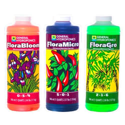 General Hydroponics Flora Series: FloraMicro, FloraBloom, FloraGro - 3-Part Hydroponic Nutrient System, 1 qt. Bottles