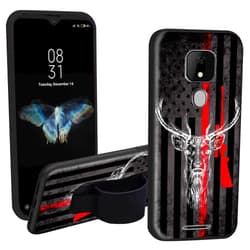 EDGFRTOIO Case for ANS Artia ACK2326 with Phone Loop Finger Holder, Elastic Hand Strap Grip Stand Case Shockproof Soft Printed TPU Graphic Cover for ANS Artia ACK2326, American Flag Deer Hunting