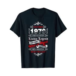 The Original Geboren 1970 Design 50 Jährigen Mann 50. Geburtstag Geschenk Living Legend November 1970 T-Shirt