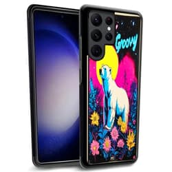 SANTUO Phone Case for Samsung Galaxy S24 S23 S22 S21 S20 S10 S9 S9+S8 S7 Edge Plus Ultra FE S10e 4G/5G Polar Bear-AD0, Black Textured Frame