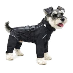 Lovelonglong Dogs Waterproof Jacket, Lightweight Waterproof Jacket Reflective Safety Dog Raincoat Windproof Snow-Proof Dog Vest for Small Medium Large Dogs Black M