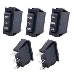 Twidec/5Pcs Rocker Switch 3 Pins 3 Position ON/Off/ON AC 6A/125V 10A/250V SPDT Car Boat Black Rocker Switch Toggle KCD3-103-ON-OFF-ON