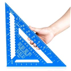 Beslands Aluminum 12-inch Rafter Square Professional Carpenter Measuring Layout Tool Alloy Metal Triangle Ruler Imperial Protractor for Woodworking, Framing, Roofing, and Construction Blue