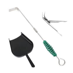 OLIGAI Grill Grate Lifter Gripper and Ash Tool Set for M/L Big Green Color Egg,Stainless Steel BBQ Ash Tool Poker and Ash Pan for Kamado Joe Classic