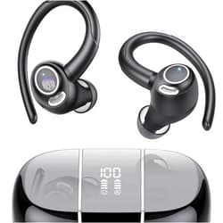 WHATOOK On-Ear Earbud Headphones,Intelligent Charging Compartment LCD Screen Displays Bluetooth 5.3 6 Hours Playback 24 Hours with The Charging Case IPX7