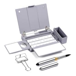 Fuumuui Travel Watercolor Palette Box, All-in-One Portable Watercolor Kit with 24 Empty Removable Half-pan Grids, Travel Brush, Watercolor Cup and Clip - Plein Air Set for Right Hand Artists