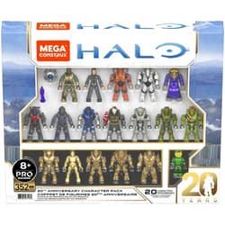 MEGA Halo Action Figure Building Toys Set, 20th Anniversary Character Collector Pack with 352 Pieces, 20 Poseable Articulation Figures, Kids or Adults