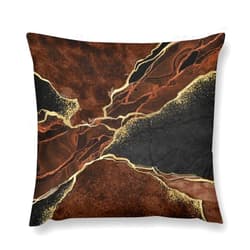 MYS QiQi Brown Marble Throw Pillow Covers Gold Cracked Lines Black Abstract Modern Luxury Art Decorations for Bedroom Living Room Farmhouse Sofa Pillows Bed Couch 16x16 Inch
