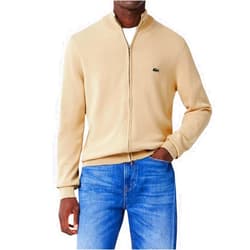 Lacoste Mens Zip-up High-Neck Cotton Sweater