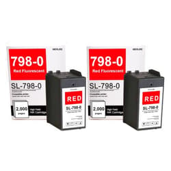 WERLIKE SL-798-0 Red Fluorescent Ink Cartridge: (2-Pack) WEIKE Compatible SL-798-0 Ink Cartridge Replacement for Pitney Bowes Fluorescent Red SL-798-0 Ink SendPro C200, C300, C400, C425 Postage Meter