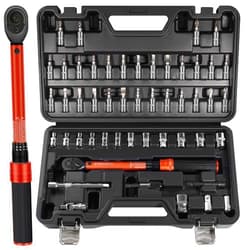GIREORAN 50PCS Bike Torque Wrench Set, 1/4 Inch Torque Wrench(1~25 Nm/8.9~221.3 in-lb), 72-Tooth Gear, Dual-Direction Click Type, 0.1 Nm Micro, Inch Pound Torque Wrench with Bit Sockets, Bike Tool Kit