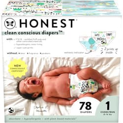 The Honest Company Clean Conscious Diapers | Plant-Based, Sustainable | Above It All + Barnyard Babies | Club Box, Size 1 (8-14 lbs), 78 Count