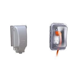 TayMac MX3200 RaynGuard Extra Duty Metal Weatherproof in-Use Cover, 1-Gang, Gray, 3.55 x 3.37 x 6.12 & MM410C Single Horizontal/Vertical Mount 1-Gang Weatherproof In-Use Electrical Outlet Cover