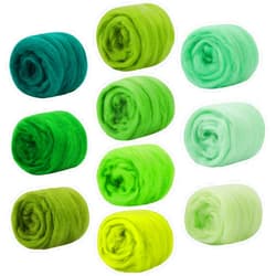 Mayboos 10 Colors Fiber Wool, Fiber Wool Yarn Roving, Spinning Wool Roving for Needle Felting, DIY Hand Spinning, Needle Felting Wool Craft, 10g/Color (Cool Colors)