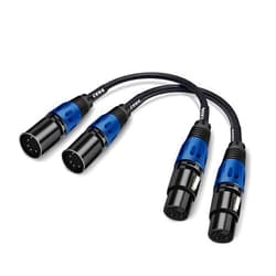 Seefeful (11.8inch /2Pack) 3 Pin XLR Female to 5 Pin XLR Male Audio Cable for Microphone DMX Stage Light Turnaround ，XLR3Fto XLR5M Adapter Cable