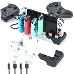 MLIFEMFUL Switch Controller Charging Dock Compatible with Nintendo Switch & Switch OLED Model Joycons, Switch Charging Station Charges up to 6pcs Joycon with Game Card Storage Stand for Switch Joycon