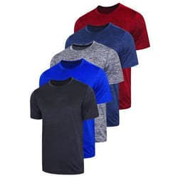 Liberty Imports 5 Pack Men’s Active Quick Dry Crew Neck T Shirts | Athletic Running Gym Workout Short Sleeve Tee Tops Bulk