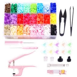 Mardatt 405 Pcs T5 Snaps Buttons with Snaps Pliers Set 24 Colors Round Plastic No-Sew Buttons and Fastener Hand Tool Setter with Clips for Sewing Clothes, Rain Coat Crafting and Other DIY