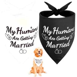 SZEE Wedding Dog Bandanas, My Humans are Getting Married Dog Bandanas for Dogs, Dog Engagement Wedding Party, Pet Wedding Photo Prop Bandana for Engagement, Gifts for Couples (White & Black, X-Large)