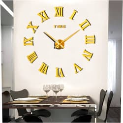 FASHION in THE CITY 3D DIY Mirror Surface Wall Clocks Creative Design Room Decorative Wall Watches (Gold)