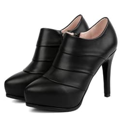 SHEMEE Women's Platform Stiletto High Heel Ankle Booties Thin Heels Pumps Side Zip Short Boots Shoes