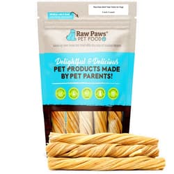 Raw Paws Beef Tripe Twists for Dogs - 5 inch, 5-Pack - Packed in USA - Free-Range Green Tripe Sticks for Dogs - Odor-Free, Crunchy Tripe Dog Treats - All-Natural Green Beef Tripe Sticks Chews
