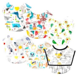 2ooya 6 Pcs Baby Feeding Bibs Toddler Waterproof Bib Set with Crumb Catcher Pocket Infant Adjustable Baby Teething Bib Babies Food Bibs Keepsake Gift for Baby Shower Christmas New Year, 6-12 Months