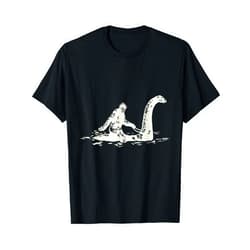 UAB KIDKIS Bigfoot Sasquatch Riding The Loch Ness Monster Funny,Short Sleeve T-Shirt