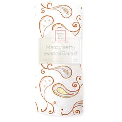 SwaddleDesigns Marquisette Swaddling Blanket, Premium Cotton Muslin, Pastel Blue Paisley