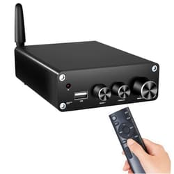 KIMIUP AC01 Hi-Fi Mini Stereo Audio Power Amplifier,TPA3116 Dual Channel,100W x 2,Bluetooth 5.3,24V 5A Power Supply,Remote (Amplifier + Remote + Power)