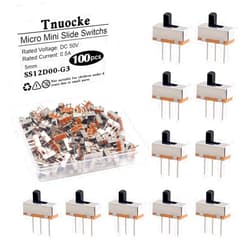 Tnuocke 100PCS 3mm High Knob Vertical Micro Mini Slide Switchs,3 Pin 2 Position 1P2T SPDT Toggle Switches Panel Mount DC 50V 0.5A