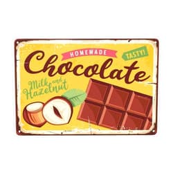 LOVEJIA Chocolate Sign Vintage Metal Tin Sign Wall Decor, Homemade Milk And Hazelnut Candy Store Metal Signs Tin Signs for Bar Pub Club Man Cave 8 x12 inch ((CTP-24)
