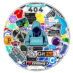 BIGZORO 50 PCS Programming Developer Stickers Coding Vinyl Decals Waterproof Patches Laptop Scrapbook Window Suitcase Gifts for Coders Programmers Hackers Geeks Engineers