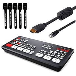 Blackmagic Design ATEM Mini Pro ISO HDMI Live Stream Switcher Bundle with 6’ HDMI Cable, 7’ Cat5e Cable, and 5-Pack of SolidSignal Cable Ties (SWATEMMINIBPRISO)