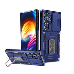 JASWELL for Samsung Galaxy S24 Ultra Case with Slide Camera Cover and Kickstand,Military Grade Drop Shockproof Protection Phone Case Cover for Galaxy S24 Ultra 6.8 inch 2024(Blue)