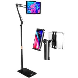 Spessn Tablet Floor Stand, Overhead Bed Phone Mount, Height Adjustable Universal Metal Tablet Holder, Phone Stand Compatible with iPad/iPhoneX/iPad Pro Phone, Kindle, 4.5-12.9
