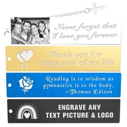 Bllkloruek Personalized Bookmarks- Metal Custom Bookmarks Engraved Photo Text- Stainless Steel Customized Bookmark for Men Women Kids,Teachers,Students,Book Lovers Gifts for Valentine's Day,Birthday