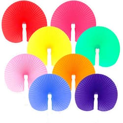 Pangda 24 Pack Folding Fans Round Paper Fans Assortment with Plastic Handle for Wedding Favor Party Bag Filler (Multicolor)