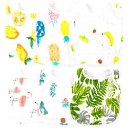 Zainpe 6Pcs Snap Muslin Cotton Bibs for Baby Lemon Flamingo Leaf Pineapple Bib with 6 Absorbent & Soft Layers Machine Washable Adjustable Burp Cloth for Drooling Eating and Teething