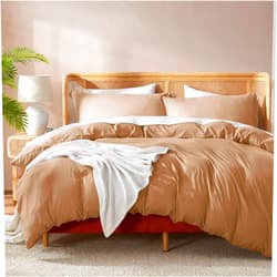Nestl Mocha Brown Duvet Cover Queen Size - Soft Double Brushed Queen Duvet Cover Set, 3 Piece, with Button Closure, 1 Duvet Cover 90x90 inches and 2 Pillow Shams